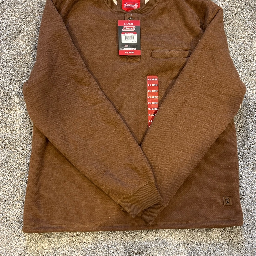 Coleman Brown Men’s long sleeve Henley fleece lined